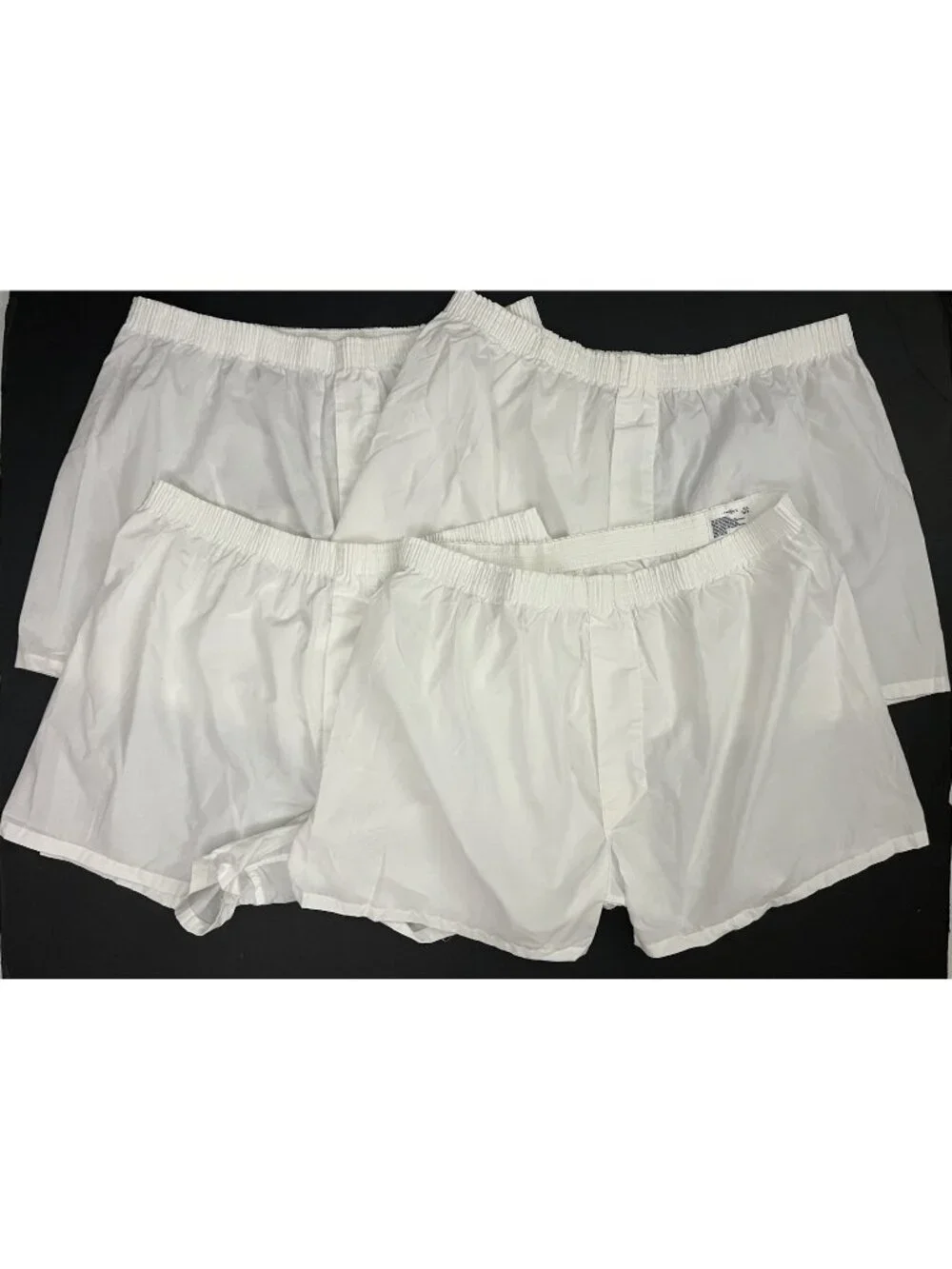 Towncraft Men's 42 White Cotton Blend Boxers Underwear Fly Front 4pr NWOT